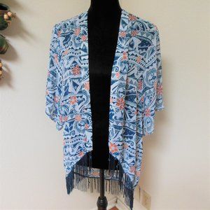 Disney Sheer Kimono with Fringe Moana Print